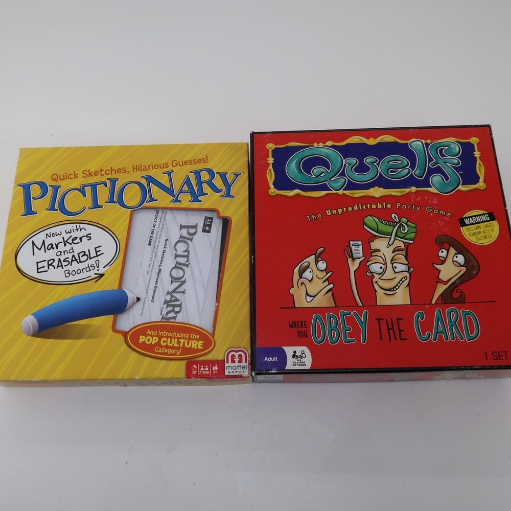 Quelf the Unpredictable Party & Pictionary Board Game Lot of 2 Ages 8+